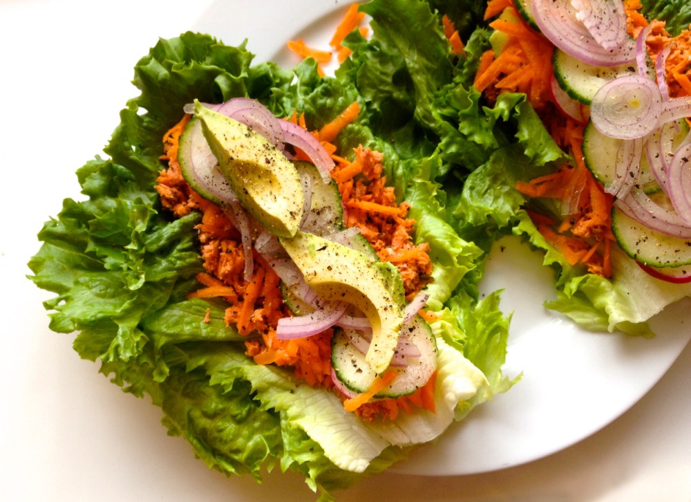 cow crumbs, gluten free, dairy free, lettuce wraps, salmon, paleo, lunch wraps